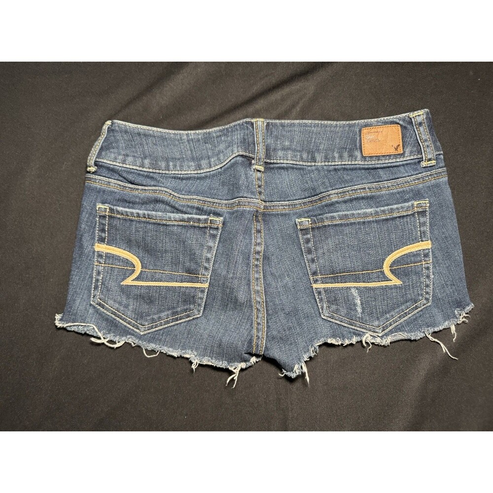 Y2K American Eagle Micro Denim Low Rise Short Shorts Raw Hem Artist Size 6